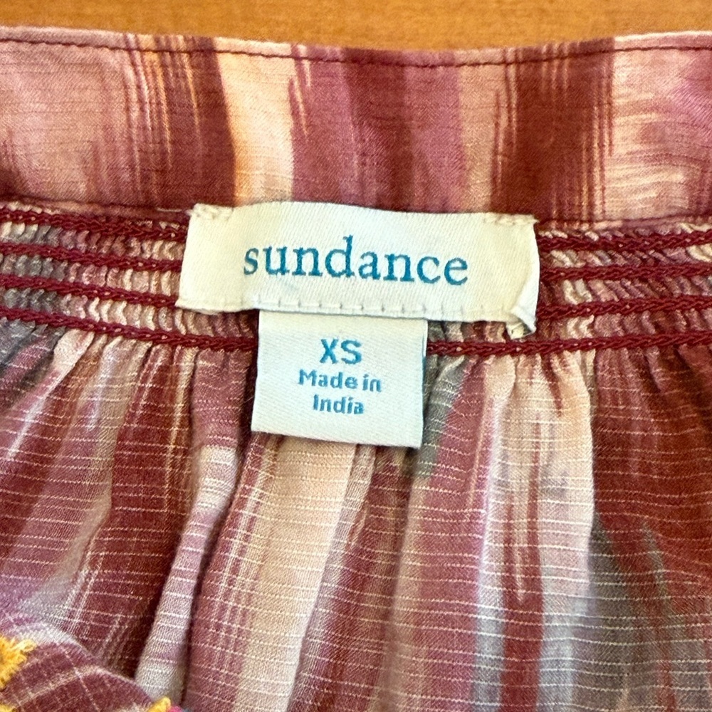 Sundance Distant Travels Boho Peasant Blouse XS Multico Embroidery Tassel Aztec - Picture 7 of 10